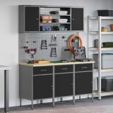 Set banc de lucru, 7 piese, negru, oțel