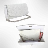 Cumpara ieftin Geanta mica, plic seara pentru ocazii si petreceri, 20 x 10 cm, Magrot B-33 - Alb