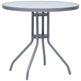 vidaXL Masă de grădină, gri deschis, 80 cm, oțel și sticlă