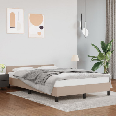 vidaXL Cadru de pat cu tăblie, cappuccino, 120x200 cm, piele ecologică foto