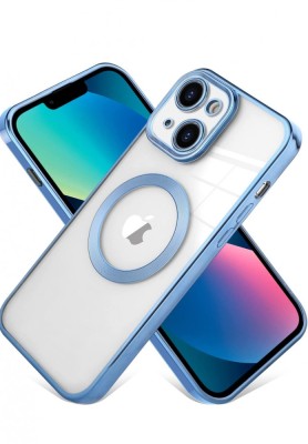 Huse silicon cu incarcare wireless compatibila cu Iphone 14 Plus Albastru foto