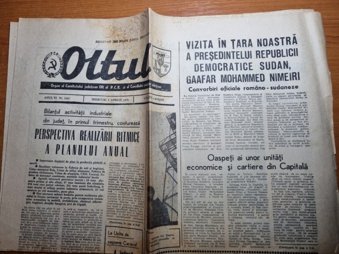 ziarul oltul 4 aprilie 1973-uzina vagoane caracal,comoara din carcov