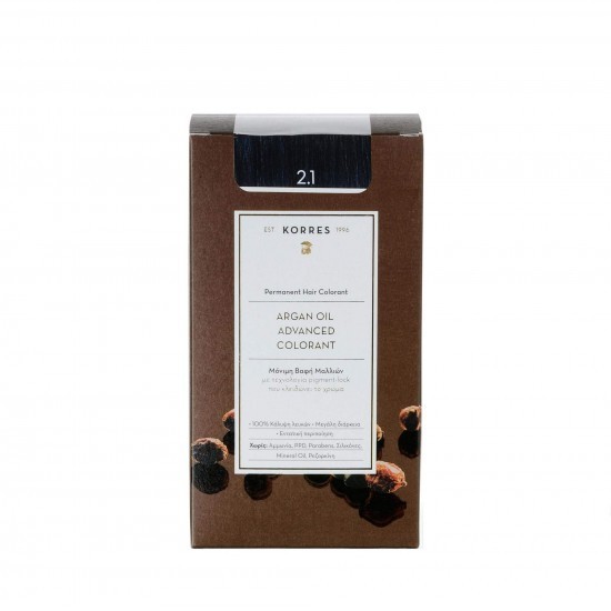 KORRES Colorant Avansat cu Ulei de Argan - Vopsea Permanentă de Păr 2.1 Albastru Negru