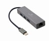 ADAPTOR RETEA GEMBIRD , extern, USB 3.1 Gen1 Type-C, port RJ-45, 1000 Mbps, cu HUB 3 x 3.0 USB-A, silver, &quot;A-CMU3-LAN-01&quot; (timbru verde 0.18 lei)