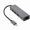 ADAPTOR RETEA GEMBIRD , extern, USB 3.1 Gen1 Type-C, port RJ-45, 1000 Mbps, cu HUB 3 x 3.0 USB-A, silver, &quot;A-CMU3-LAN-01&quot; (timbru verde 0.18 lei)