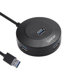 HUB extern SPACER, porturi USB:USB 3.0 X 1, USB 2.0 x 3, conectare prin USB 3.0, cablu 1m,Plastic ABS, Negru, (timbru verde 0.8 lei), &quot;SPHB-USB-4U-02&quot;