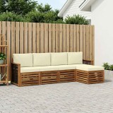 vidaXL Set de canapele de exterior cu pernă 5 pcs Natural și Crem 3384231