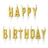 Lumanari Aniversare Aurii Happy Birthday, Set 13 buc, CMCLASS