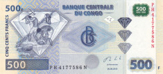 Bancnota Congo 500 Franci 2013 - P96 UNC foto