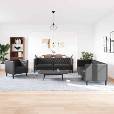 vidaXL Set de canapea 3 pcs Negru 194 x 74.5 x 70.5 cm 3385863