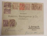 Romania 1927 - Scrisoare CONSTANTA-LORRACH,stamp.fluviala CONSTANTA-ALEXANDRIA,ruta hibrida apa/uscat