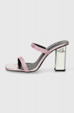 Cumpara ieftin Karl Lagerfeld papuci KL TOWER femei, culoarea roz, cu toc drept, KL33921