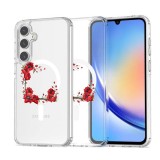 Husa pentru samsung galaxy a36 5g, atasare magnetica, magsafe, pink wreath 4, clear