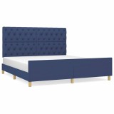 Cumpara ieftin Cadru de pat fara saltea, albastru, 160x200 cm, textil