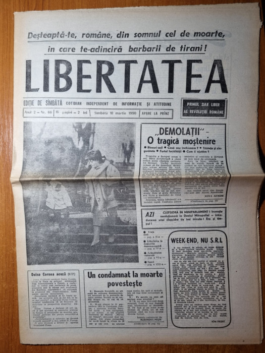 libertatea 10 martie 1990 - doina cornea,art. romanati,constanta,braila