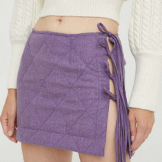 Beatrice B fusta de lana culoarea violet, mini, creion