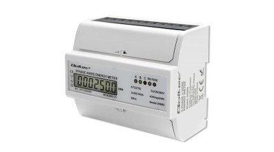 Contor electronic bidirecțional trifazat Qoltec | Contor de energie montat pe șină DIN | 400V | 100A | LCD | 4P foto