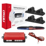 Set senzori parcare MAX LED AMiO Truck, 4 senzori negri 19 mm, display LED cu buzzer, 12V, raza 0-2,5 m, 40KHz, cablu ~5 m