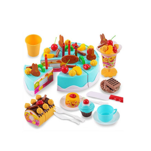 Set accesorii bucatarie pentru copii, Tort aniversar, Plastic, +3 ani, Multicolor