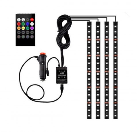 Banda LED auto, lumini ambientale, telecomanda, jocuri de lumini, kit complet