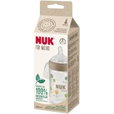 Biberon NUK for Nature cu Controlul Temperaturii, cu tetina din silicon sustenabil, forma asemanatoare cu mamelonul unei mame, crem, marime M cu 6 ori