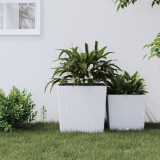 VidaXL Jardinieră cu interior detașabil, alb, 37 / 64 L, PP ratan