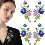 Cs flori de trandafir aplicat brodat cu frunze florale patch-uri de călcat Buchet de broderie decorativă boho patch de cusut, Oem