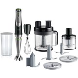 Mixer vertical Braun MQ9195XLI, 1200 W, Pahar gradat 0.6 l, Tocator 0.5l, Procesor alimente 2l, Accesoriu taiere cuburi, Tel, viteza variabila, Negru