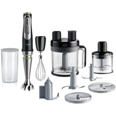 Mixer vertical Braun MQ9195XLI, 1200 W, Pahar gradat 0.6 l, Tocator 0.5l, Procesor alimente 2l, Accesoriu taiere cuburi, Tel, viteza variabila, Negru
