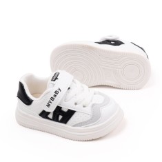 Adidasi albi cu insertii negre pentru copii - MyBaby (Marime Disponibila: foto