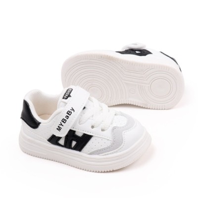 Adidasi albi cu insertii negre pentru copii - MyBaby (Marime Disponibila: foto