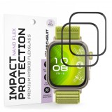 Folie Protectie Techsuit Nano Flex pentru Huawei Watch Fit 4 Pro, Set 2 bucati, Plastic, Neagra