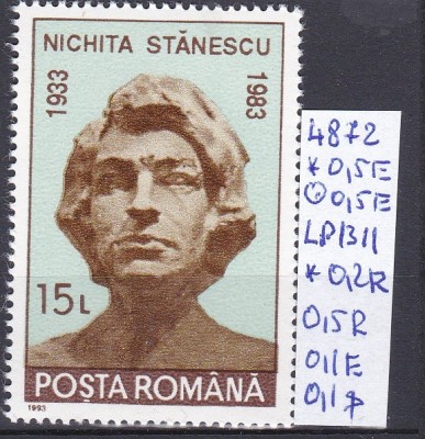 1993 60 de ani de la nașterea poet. Nichita Stănescu LP1311 MNH Pret 0,7+1 Lei foto