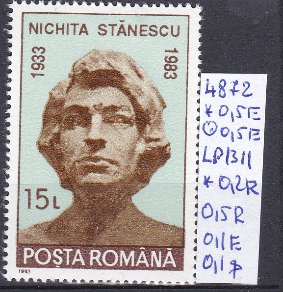 1993 60 de ani de la nașterea poet. Nichita Stănescu LP1311 MNH Pret 0,7+1 Lei