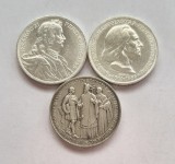 Q348 UNGARIA SET COMPLET 2 PENGO 1935 PAZMANY RAKOCZI 1936 LISZT ARGINT aUNC, Europa