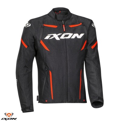 Geaca (jacheta) barbati pentru scuter - motocicleta Racing/Roadster Ixon mid-season model Striker MS culoare: negru/alb/rosu Negru/alb/rosu M foto