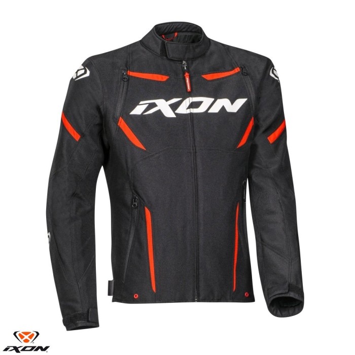 Geaca (jacheta) barbati pentru scuter - motocicleta Racing/Roadster Ixon mid-season model Striker MS culoare: negru/alb/rosu Negru/alb/rosu M