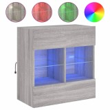 Cumpara ieftin Comoda TV de perete cu lumini LED, gri sonoma, 58,5x30x60,5 cm