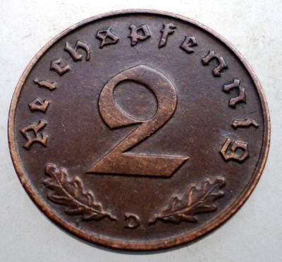 2.838 GERMANIA 2 REICHSPFENNIG 1938 D foto