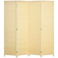 HOMCOM Paravan Decorativ 4 Panouri, 180x180 cm, Bambus Țesut Manual, Separator de Cameră Portabil, Design Natural | Aosom Romania