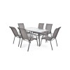 Set Gradina Hecht Sofia 6: Masa Sticla + 6 Scaune Metalice, 150x90x73 cm, Scaune 55x75x95 cm, Max 120kg