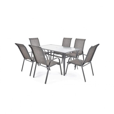 Set mobilier pentru gradina HECHT Sofia Set 6, masa cu 6 scaune, schelet metalic foto