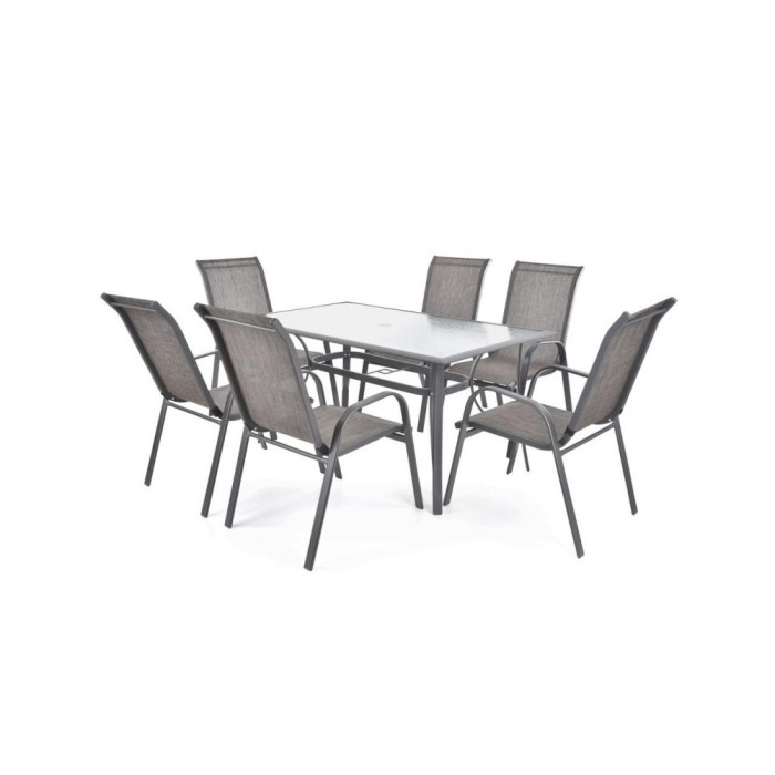 Set mobilier pentru gradina HECHT Sofia Set 6, masa cu 6 scaune, schelet metalic