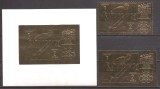 FUJEIRA 1969 SPORT J.O. DE IARNA ( colita ndt. + 2 valori dt. si ndt. cu supr. cu folie aurita) MNH