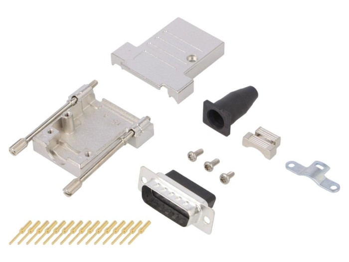 Conector D-Sub 15-PIN negru, pe cablu