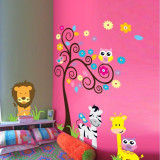 Cumpara ieftin Sticker decorativ Copacelul cu animale,multicolor 120 cm, 1271ST, Oem