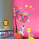 Sticker decorativ Copacelul cu animale,multicolor 120 cm,103STK