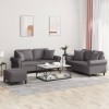 VidaXL Set de canapele cu perne, 3 piese, gri, piele ecologică