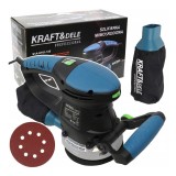 Slefuitor excentric 125 mm, putere 1200 W, reglarea vitezei in 6 trepte, cu sac pentru praf, Kraft