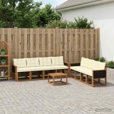Cumpara ieftin Set de canapele de exterior 9 buc. 8-Locuri Natural si Crem